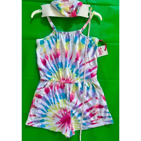 Justice Girls Size 7 8, Romper Sleep, White Tie Dye ~NEW includes Headband - Picture 2 of 4